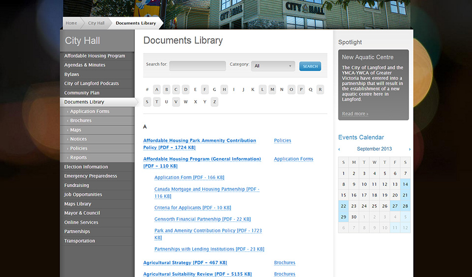 Langford documents page screenshot