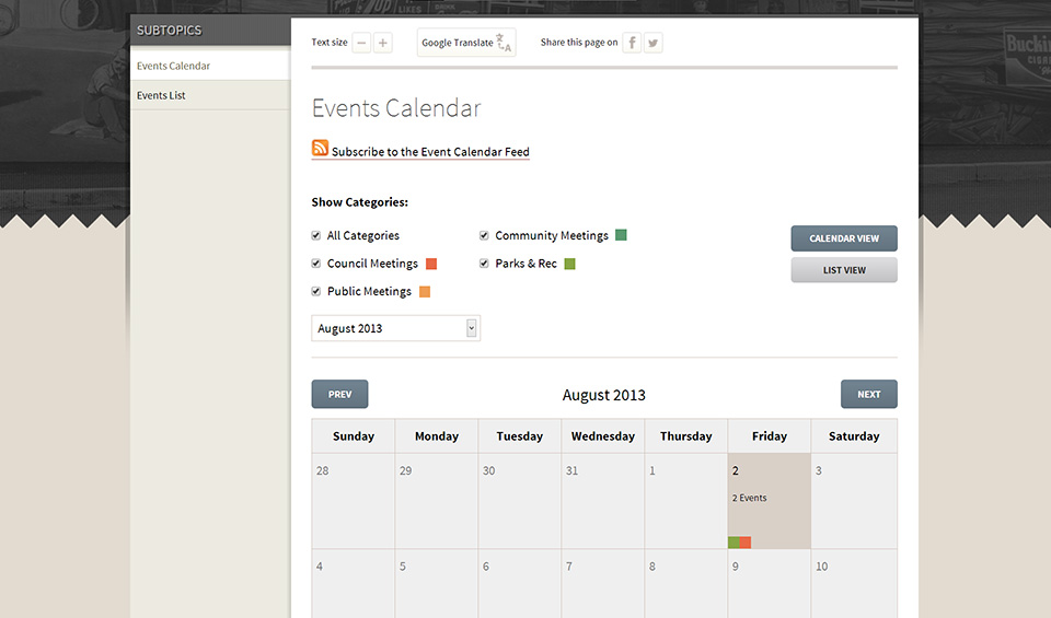 North Cowichan events page screenshot