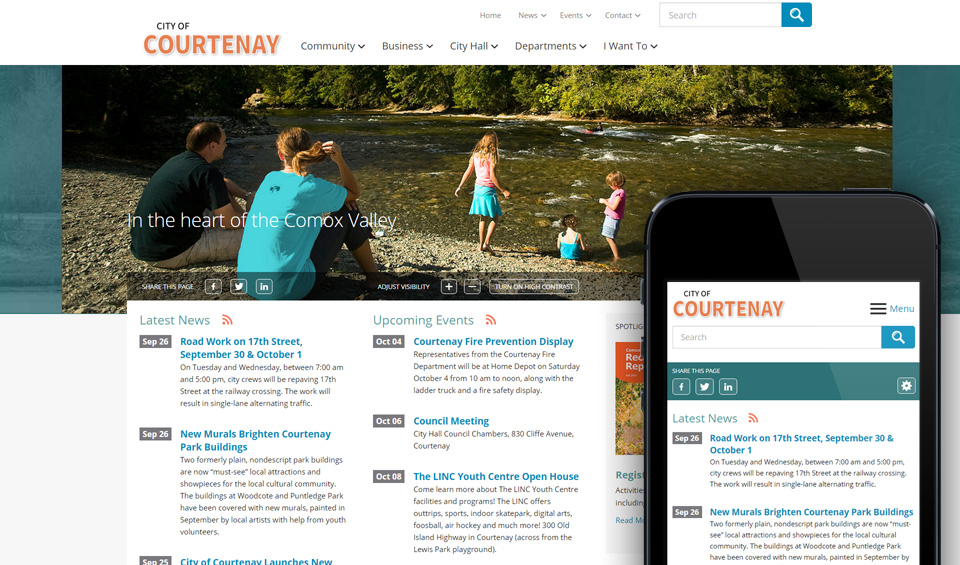 courtenay home page screenshot