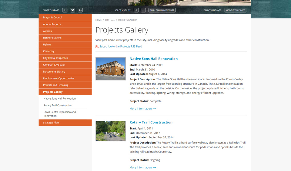 courtenay projects page screenshot