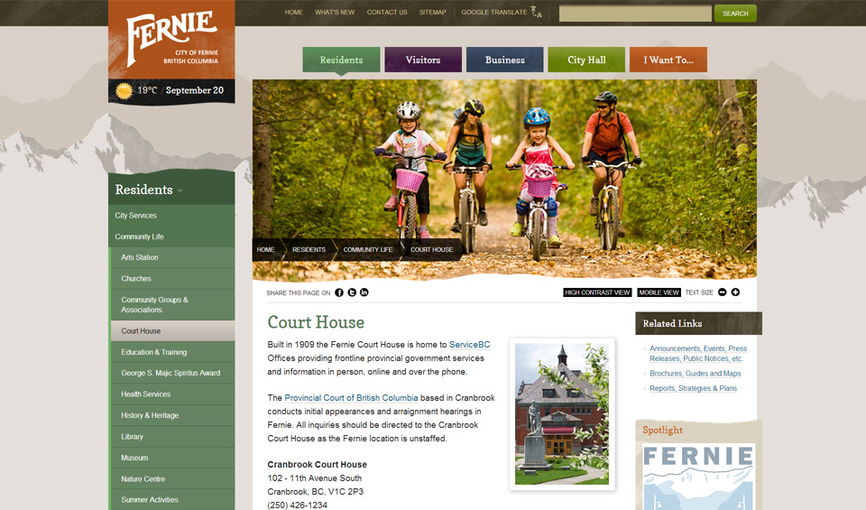 City of Fernie standard screenshot