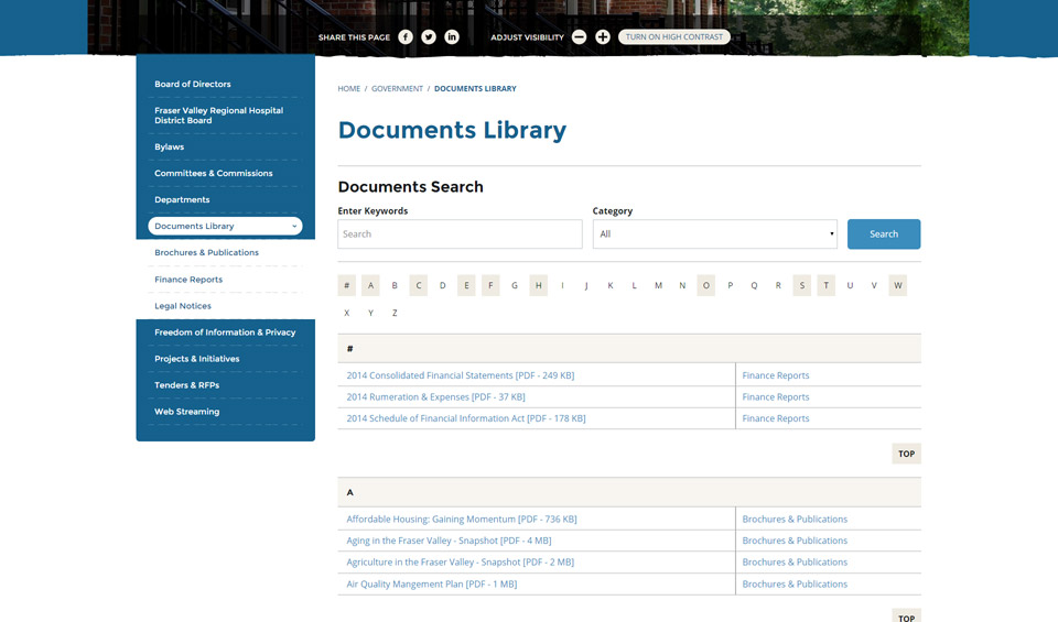 fvrd documents library page screenshot