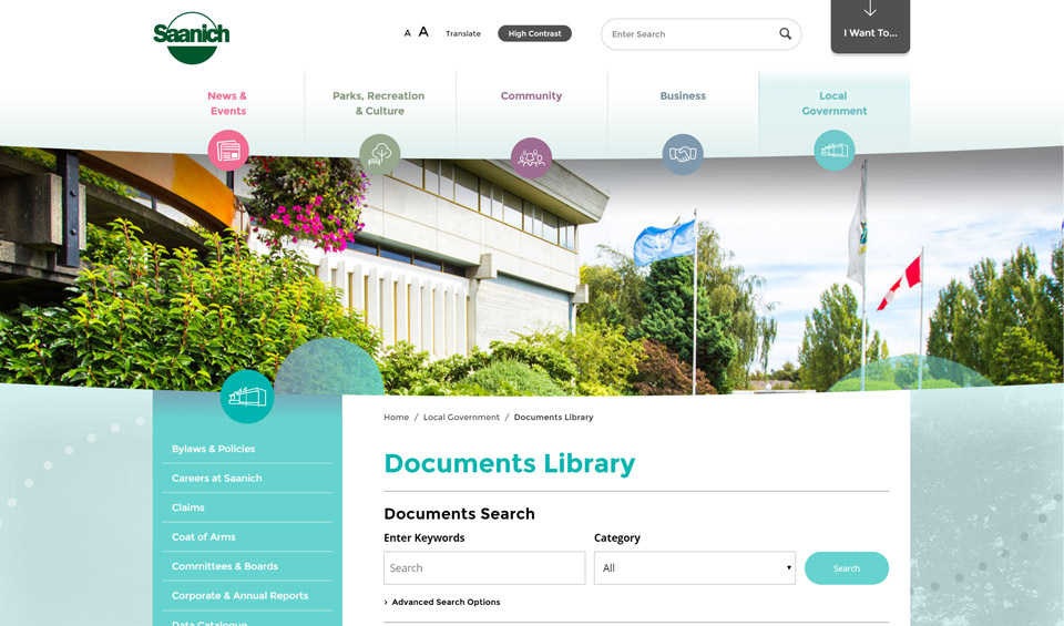 saanich documents library page screenshot