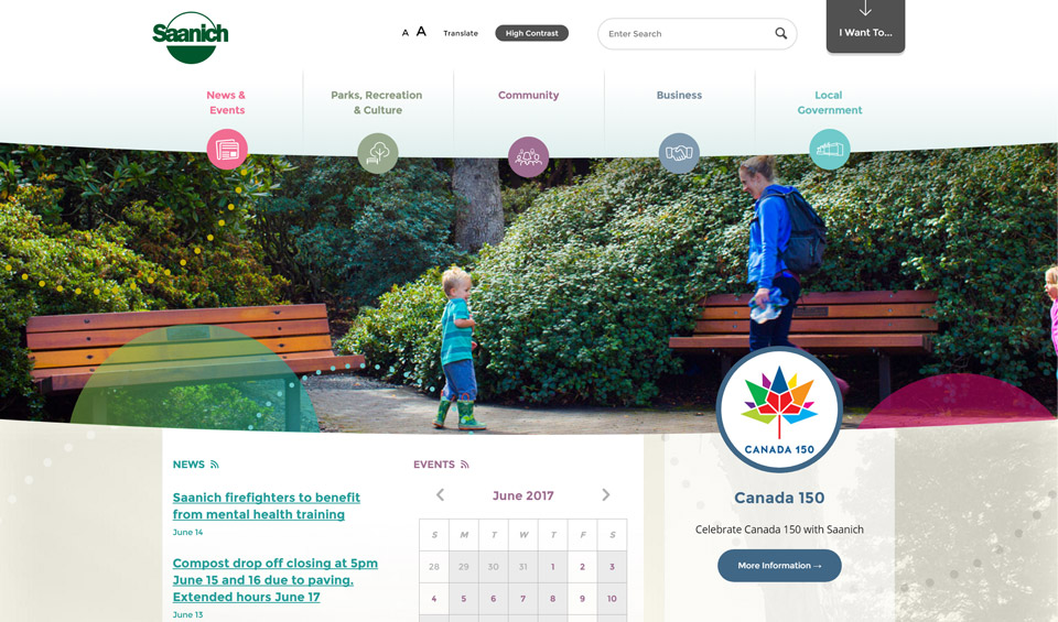 saanich home page screenshot