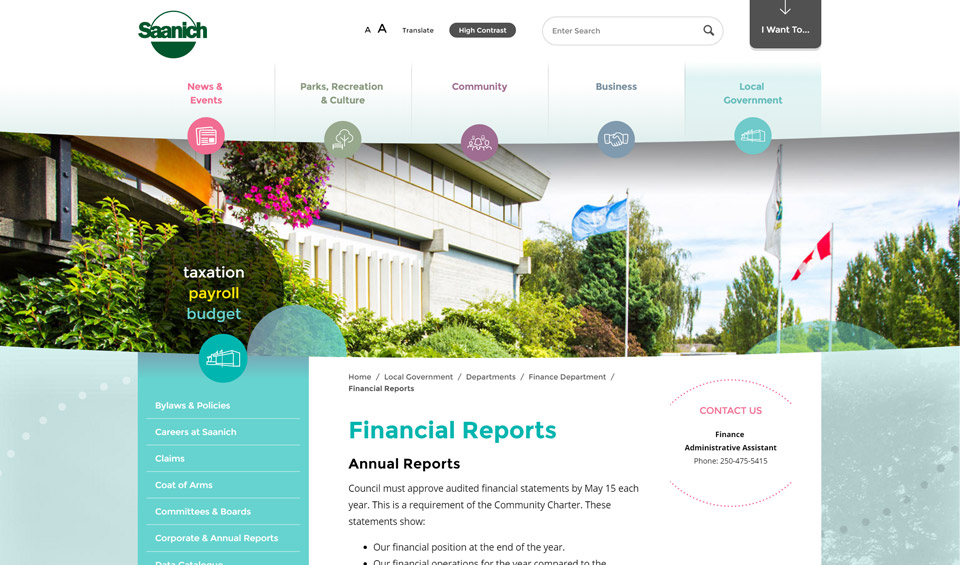 saanich local government page screenshot