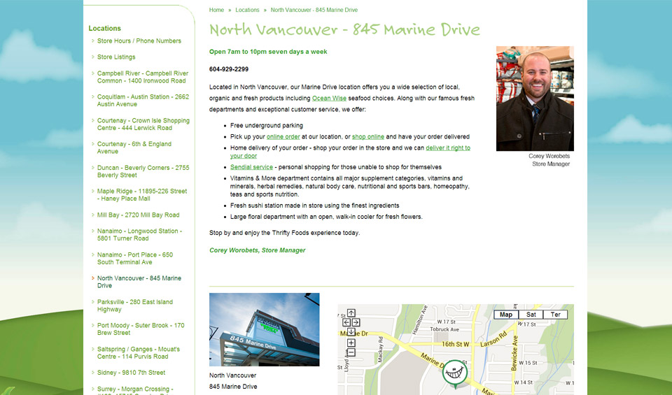 Thrifty Foods location screenshot