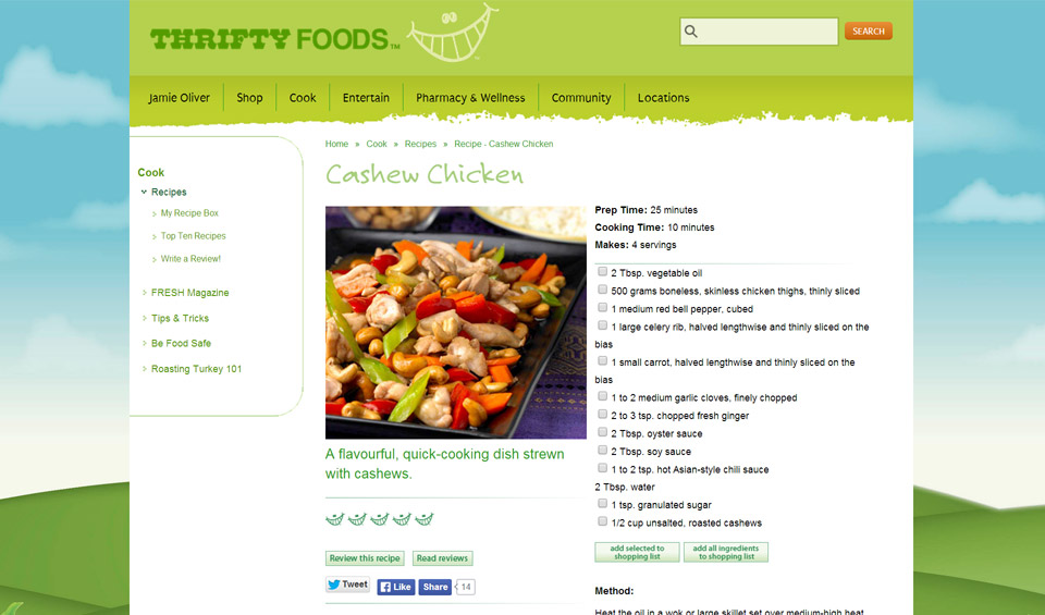 Thrifty Foods recipe screenshot