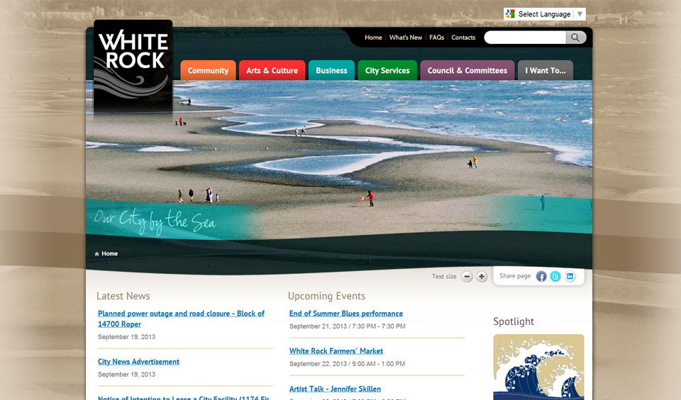 City of White Rock home page screenshot